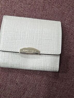 henri bendel Silver-Trim White Textured Wallet